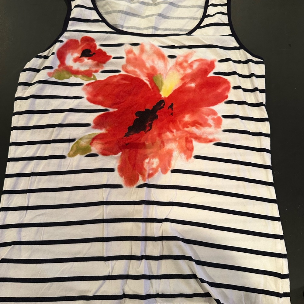 Jones New York Sport Black and White Striped Top
